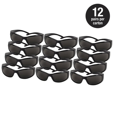 Elite Safety Glasses 12 Pack Smoke Lenses Black Frame Unisex Shooting Sunglasses For Men And Women 99.9 UVA UVB UVC Protection For Range Outdoor And Everyday Use