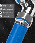 DIY Heavy Duty Adjustable Hose Clamp Kit 16 Ft With 304 Stainless Steel Clamps Strap and pipe connection in wet setting.