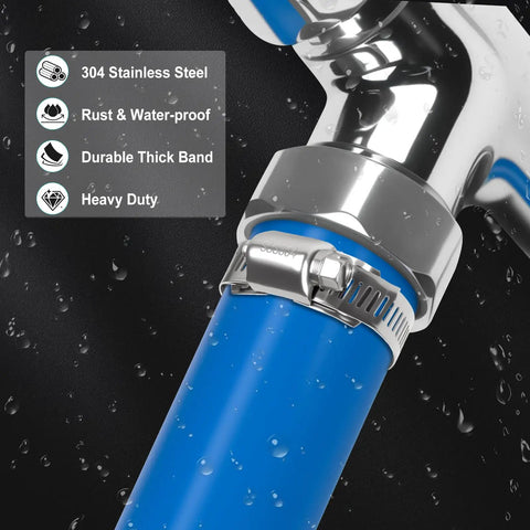 DIY Heavy Duty Adjustable Hose Clamp Kit 16 Ft With 304 Stainless Steel Clamps Strap and pipe connection in wet setting.