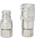 2 Pcs Heavy Duty Hydraulic Quick Coupler Set 3 8 In Npt Flat Face Fittings With Zip Caps For High Pressure Excavator Construction, carbon steel