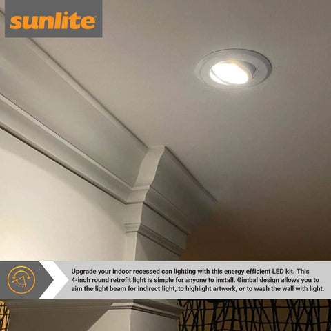 Installed LED 4 Inch Round Retrofit Gimbal Recessed Downlight With E26 Medium Base 8W 65W Equivalent 30 Degree Tilt Dimmable