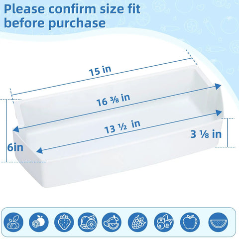 Door Shelf Bin Replacement For Whirlpool Kenmore Amana Frigidaire 16-3/8 W x 6 H size dimensions shown