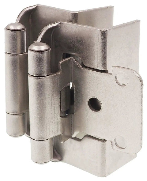 Half Inch Overlay Full Wrap Cabinet Hinges For Kitchen Self Closing Satin Brushed Nickel Finish, stacked view
