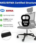 Heavy Duty 28 Inch Office Chair Base Replacement For Most Chairs 2400 Lbs Capacity Matte Black Metal Legs with Casters