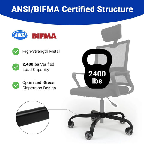 Heavy Duty 28 Inch Office Chair Base Replacement For Most Chairs 2400 Lbs Capacity Matte Black Metal Legs with Casters