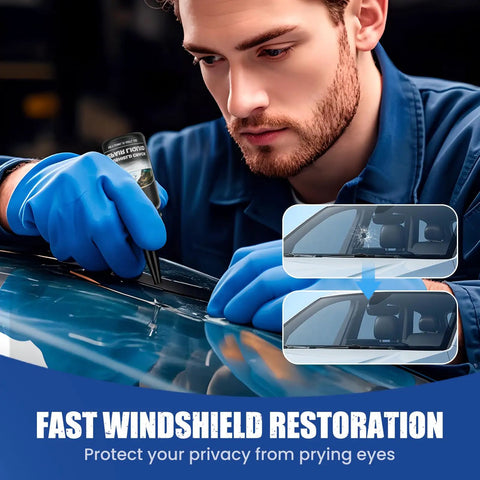 Cracks Gone Universal Windshield Crack Repair Kit for Cars and Trucks, All Weather Glass Repair Kit being used on a windshield