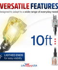Heavy Duty 10ft Indoor Outdoor Extension Cord 10 Gauge 3 Conductor SJTW Waterproof 3 Prong Power Cable with lighted ends