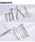 Manicure Set For Men 13-Piece Stainless Steel Nail Kit With Leather Travel Case Pedicure Tools Grooming Essentials displayed