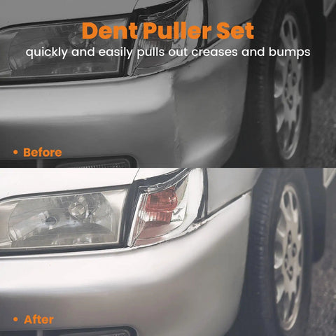Before and after using Beefy 13Lb Dent Puller Slide Hammer Car Dent Removal Tool Kit Heavy Duty Auto Body Repair Set With 18 Piece Slide Hammer Puller Blue For Cars Trucks And SUVs