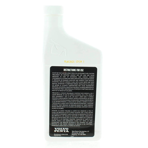 Back view of Go To Marine Power Steering And Trim Fluid For Most Gas And Sterndrive Engines 16oz Bottle OEM Genuine 3851039