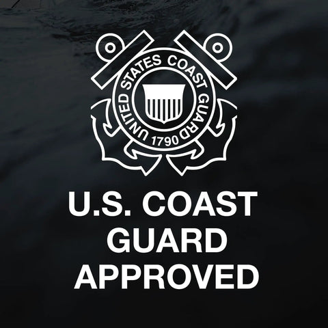 USCG Approved Manual Inflatable Belt Pack With Low Profile And 52 Inch Waist Fit logo on dark background