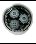 Close-up of a metal gear train used in the Badass 18V Cordless Drill And Screwdriver Kit Sporting 44Nm Torque.