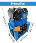 Heavy Duty Vertical Electric Hydraulic Hose Crimping Machine With Rock Solid Alloy Steel Dies And Pro Grade Three Phase Motor For Industrial Rubber Fitting Work A Smooth Operator Design product size dimensions shown from side angle.
