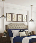 Bedroom with Grey Glass Pendant Light Fixture 12.99 Inch Diameter Vintage Farmhouse Hanging Light showcasing warm glow.