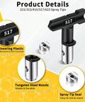 Close-up of Heavy Duty 3600 Psi Airless Primer Paint Spray Gun tips made from engineering plastic and tungsten steel.