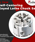 Wood Lathe Chuck Set 2-3/4 Inch Four Jaw Self-Centering Keyed Lathe Chuck With 1 Inch 8 TPI Thread Internal And External Jaws Close-Up