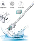 12 Inch Digital Caliper With Stainless Steel Body And IP54 Splash Proof Protection, Large LCD Display immersed in water splash