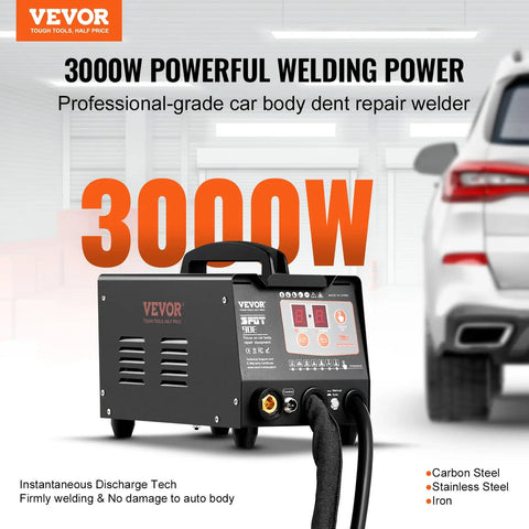 Spot Weld Dent Puller Kit With Two Weld Guns, 3KW Stud Welder For Auto Body Dent Repair, 110V Auto and Manual Weld displayed