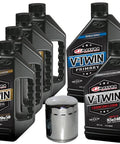V-Twin Engine Oil Change Kit For Harley Davidson Twin Cam With Synthetic Blend Oil includes 6 quarts and a filter