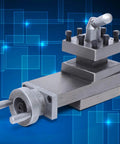 Industrial swing lathe tool post slide, metal, 180mm long, with adjustment knob and mounting bolts