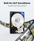2TB HDD for Eight Channel Two Way Audio Security Camera System showcasing surveillance footage on film strip