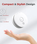 Four Pack Photoelectric Smoke Detectors With Replaceable Battery And Test Silence Button For Your Home Safety Easy Install Fast 360 Degree Coverage And Eighty Five Decibel Alarm For Quick Fire Alerts, compact 3.9in white design