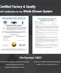 Shower system certificate documents for Iriber wall-mounted faucet set showing cUPC marks.