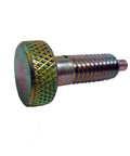 Dead Straight 1 4 By 20 Steel Lockout Spring Plunger With Knurled Grip Case Hardened Core Yellow Zinc Finish Built Tough For Rigging And Machine Shops Straight Up Without Patch Half Inch Reach - Close-up view showing knurled grip and yellow zinc finish.