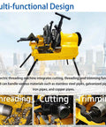 Heavy Duty 750 Watt Electric Pipe Threader Machine Half To Four Inch Threading Cutting And Reaming showing multi-functional design and features.