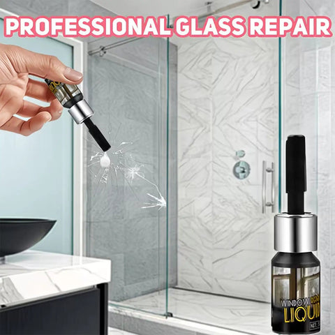Windshield Crack Repair Kit With Nano Transparent Resin 5ml Quick Dry Invisible Bonder And Scratch Remover Fluid applied on glass