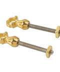 Brass Eye Bolts With Nuts For Bail Pull Mounting Pack Of 2 Includes Screws And Nuts Solid Brass Hardware 0.875 Inch Projection 1.5 Inch Threaded Bolt Old School Antique Vintage Eyelet Screws For Dresser Cabinet Pulls