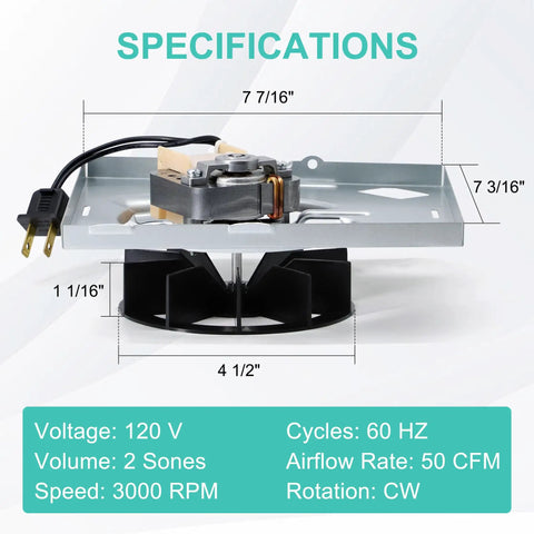 Replacement Bathroom Fan Motor Assembly For Broan 688 Series And Nutone 695 And 696 R02B R01B R03B Models with specifications