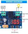 Low Voltage Protector For DC 12-36V, 20A Cutoff Switch With Over Discharge Protection, Battery Controller Module For Lead Acid And Lithium Batteries In Off-Grid Solar Panel Lighting Systems. Wiring diagram showing terminal inputs, load, and display screen.
