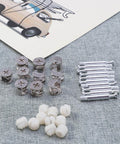 DIY Friendly Furniture Fastener Kit With Cam Lock Fittings And Bolt Dowels 24 Piece Set In White Iron And Nylon Display