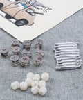 24 Pack White Cam Lock Fittings for Furniture and Cabinet Assembly, Flush Surface Connectors displayed on fabric