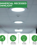 Six Inch Canless Led Recessed Downlights 4 Pack Features Tunable White Temperatures And Adjustable Wattage To Provide A No Sweat Diy Install For Your Home in a ceiling setting.