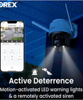 2K Pan Tilt Outdoor WiFi Security Camera for Home or Business with 360 Degree View auto tracking and LED lights