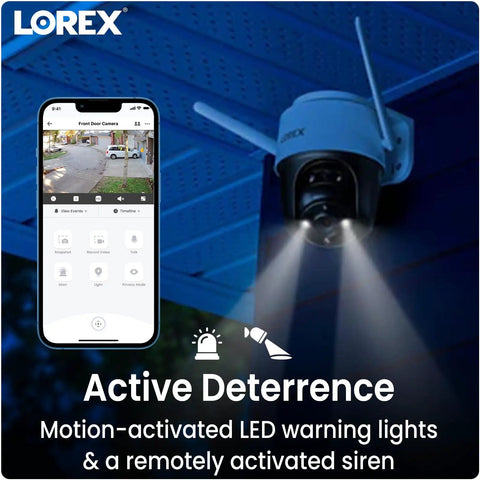 2K Pan Tilt Outdoor WiFi Security Camera for Home or Business with 360 Degree View auto tracking and LED lights