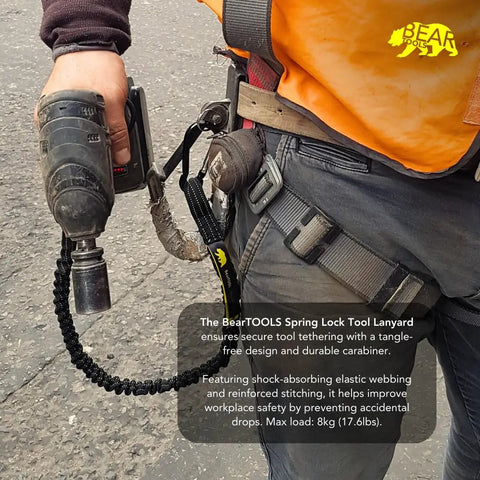 Tool Safety Lanyard With Carabiner Adjustable Loop For Working At Height 3 Ft Durable Pro Grade Lanyard With Single Direction Carabiner To Prevent Twists Reinforced DoubleStitched Ends Coated Nylon Elastic Web For Scaffolding Construction Tree Work