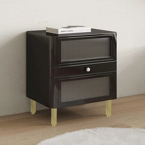 Black cabinet with Heavy Duty 4.7 Inch Furniture Legs Set Of 4 With Industrial Steel Design And Adjustable Height shown in gold.