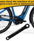 152mm Left Crank Arm Replacement For Diamond Hole Bicycles next to a blue electric bike wheel and pedal system