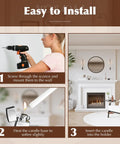 Installation steps for Rock Solid Black Iron Wall Candle Sconces Set Of Two, Modern Farmhouse Wall Mount Holder for Living Room Fireplace.
