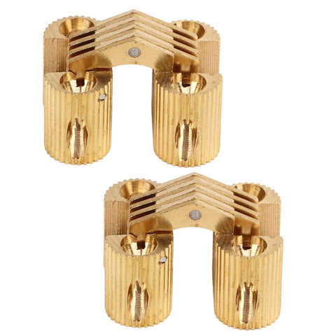 Set of two hidden copper hinges for DIY furniture projects offering 180-degree opening and durability for cabinets and boxes.