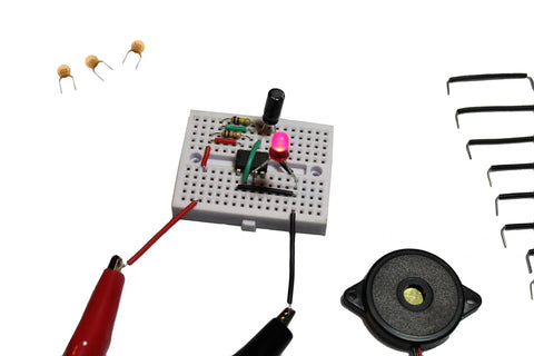 Easy Electronics Kit Bundle With Paperback Handbook And ProTechTrader Component Pack For STEM DIY Projects, breadboard setup