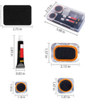 Portable Bike Tire Patch Kit For Punctures With 24 Vulcanizing Patches And Sandpaper Rasp In A Compact On The Go Storage Box displayed