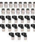 Check Out This Badass Pneumatic Fittings Kit With Push Lock Air Hose Connectors That Crush High Pressure Up To 145Psi For All Your PU PA PE PVC Pipes In Dope Industrial Setups Today. 24-piece elbow fittings