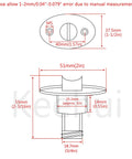 Diagram of Beefy 316 Stainless Steel Garboard Drain Plug Kit For 1 Inch Hole With Screws And O Ring, dimensions included.