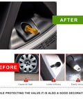 Before and after comparison of Tubeless Metal Clamp In Valve Stems 5 Piece Set For 0.453 Inch Rim Holes