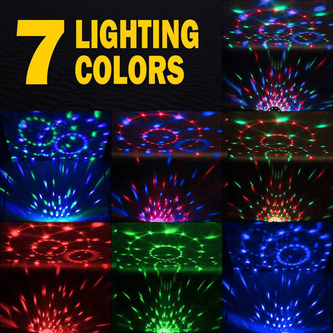 2 Pack Disco Ball Party Lights Sound Activated With Remote, 12 Modes Strobe DJ Lights showcasing 7 lighting colors