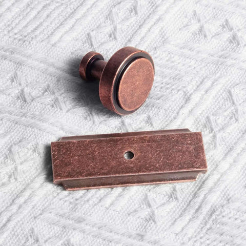 Antique Copper Cabinet Knobs With Backplates Zinc Alloy Drawer Pulls 6 Pack Vintage Copper Single Hole Cabinet Handles
